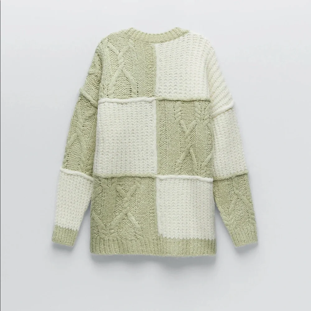 Zara Patchwork Knit Sweater M - Picture 3 of 6